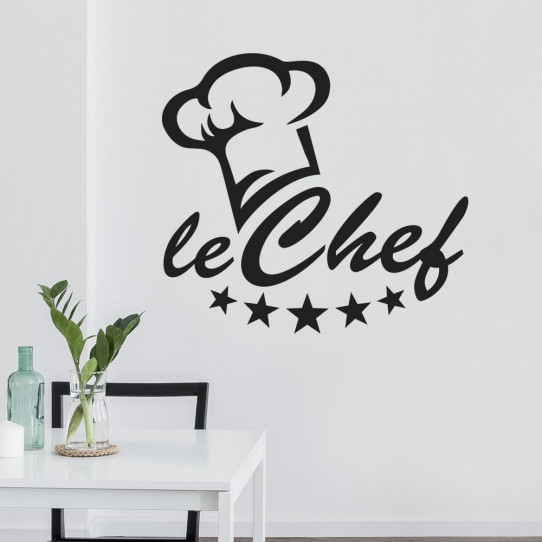 2 pcs Cuisine Décoration Stickers muraux Stickers Cuisine du Chef français  de Mur de Vinyle Autocollants