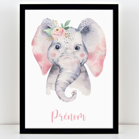 Affiche / Poster Prénom Enfants - Éléphant