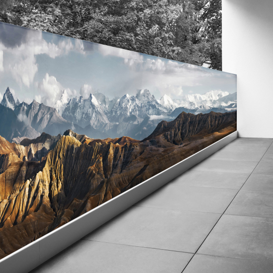 Brise vue Trompe l'œil - 100x325 cm - Paysage des montagnes du Népal