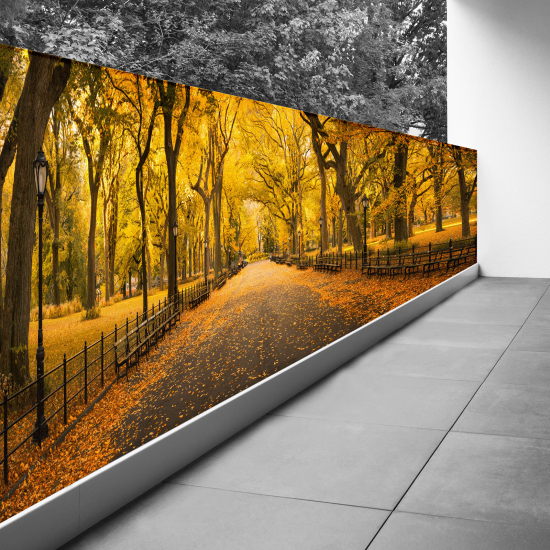 Brise vue Trompe l'œil - 110x330 cm - Automne à Central Park