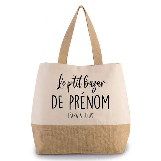 Grand Sac Coton et Jute - Le p'tit bazar de Prénom