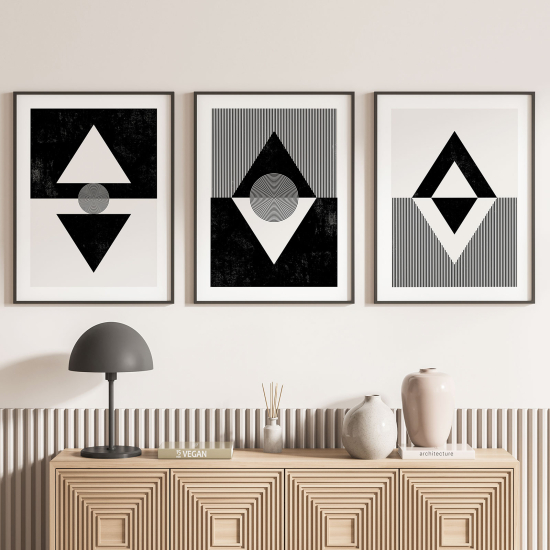 Lot de 3 Affiches / Posters Triptyque - Formes Géométriques