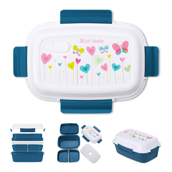 Lunch box - bento enfant isotherme personnalisée - Fleurs papillons
