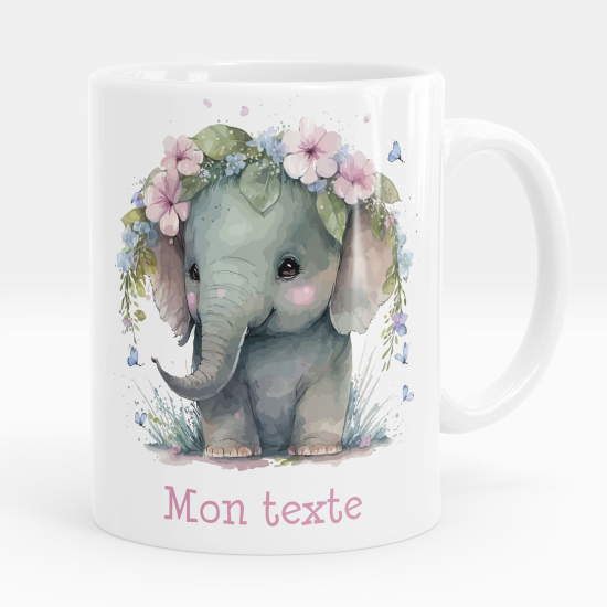 Mug - Tasse personnalisée - Éléphant fleurs