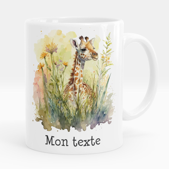 Mug - Tasse personnalisée - Girafe fleurs