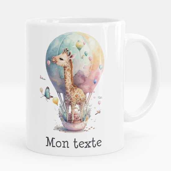 Mug - Tasse personnalisée - Girafe montgolfière