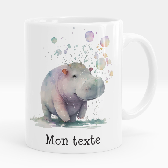 Mug - Tasse personnalisée - Hippopotame bulles