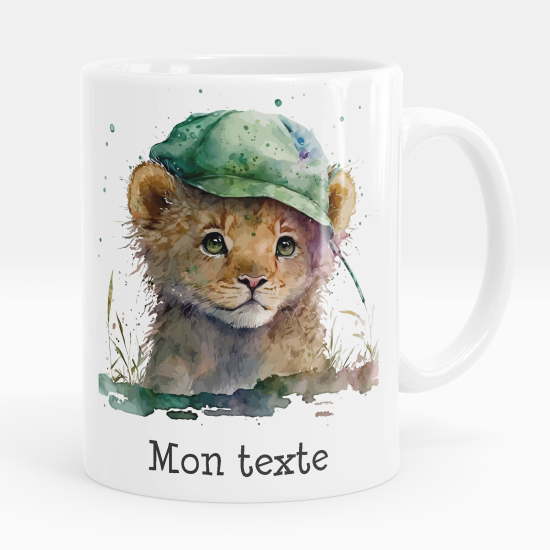 Mug - Tasse personnalisée - Lionceau avec casquette