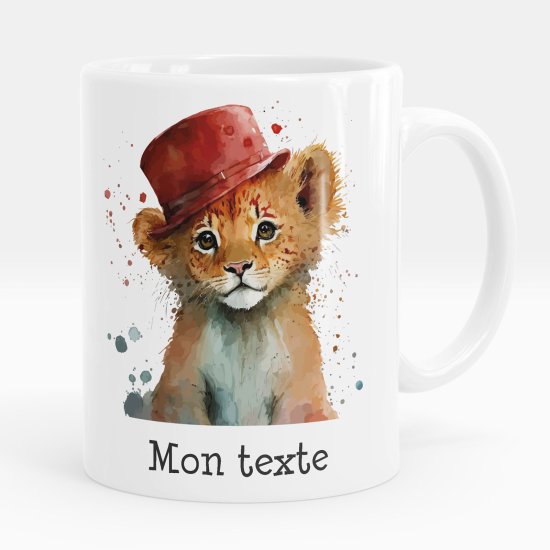 Mug - Tasse personnalisée - Lionceau avec chapeau