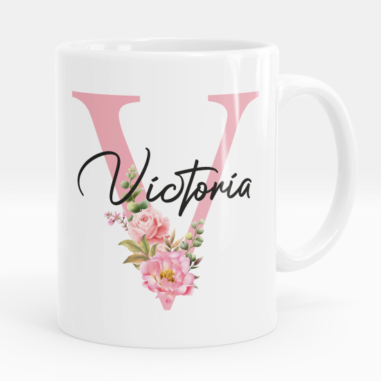 Mug - Tasse personnalisée Monogramme - Lettre V