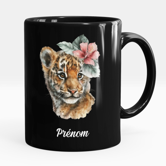Mug - Tasse personnalisée Noir intégral - Bébé tigre