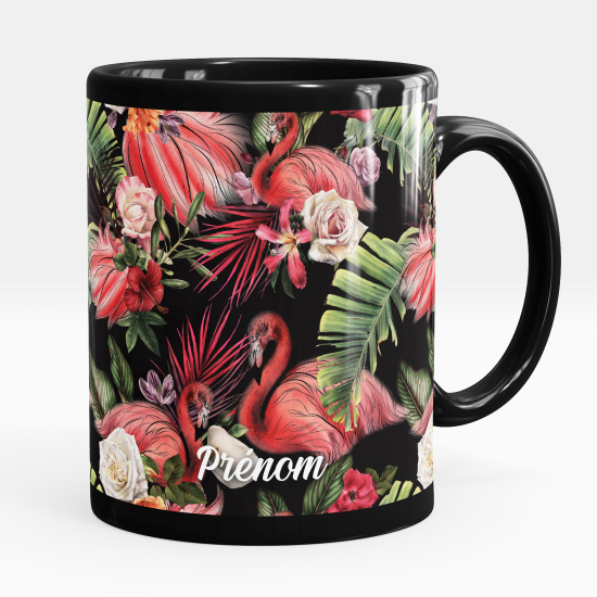 Mug - Tasse personnalisée Noir intégral - Flamants roses