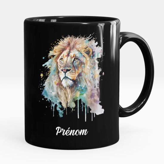 Mug - Tasse personnalisée Noir intégral - Lion