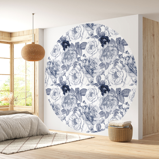 Papier peint rond / cercle - Motif floral - 014