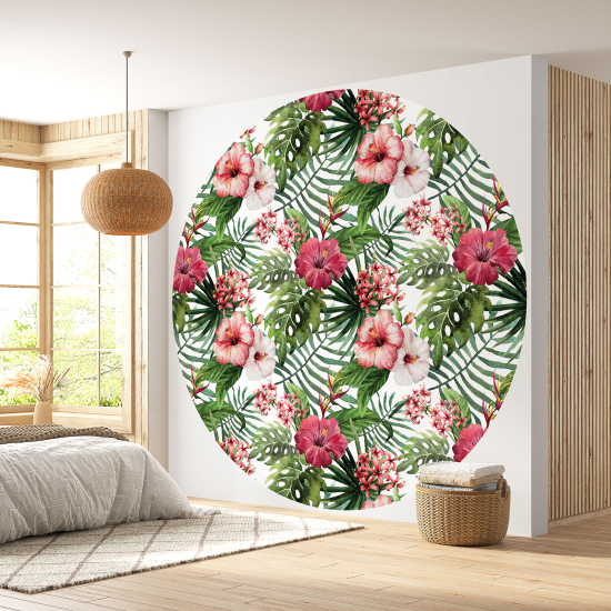 Papier peint rond / cercle - Motif floral - 016