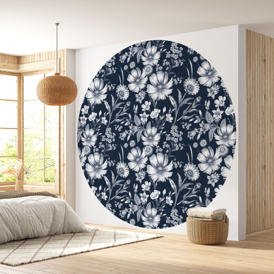 Papier peint rond / cercle - Motif floral - 018