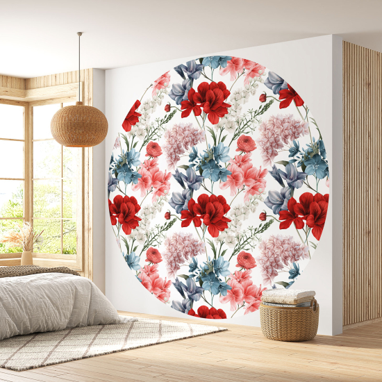 Papier peint rond / cercle - Motif floral - 409