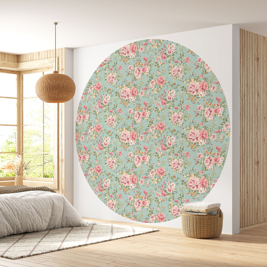 Papier peint rond / cercle - Motif floral - 428