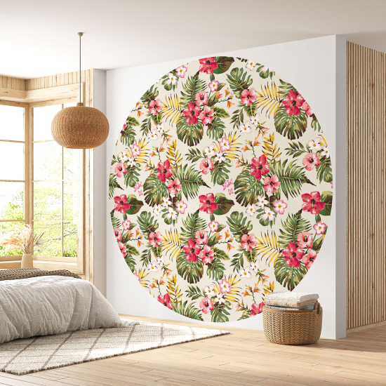 Papier peint rond / cercle - Motif floral - 430