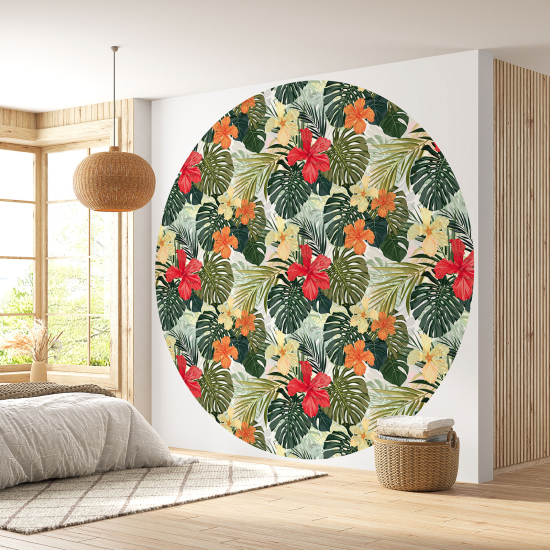 Papier peint rond / cercle - Motif floral - 434
