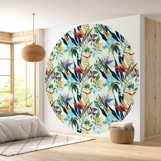 Papier peint rond / cercle - Motif floral - 435