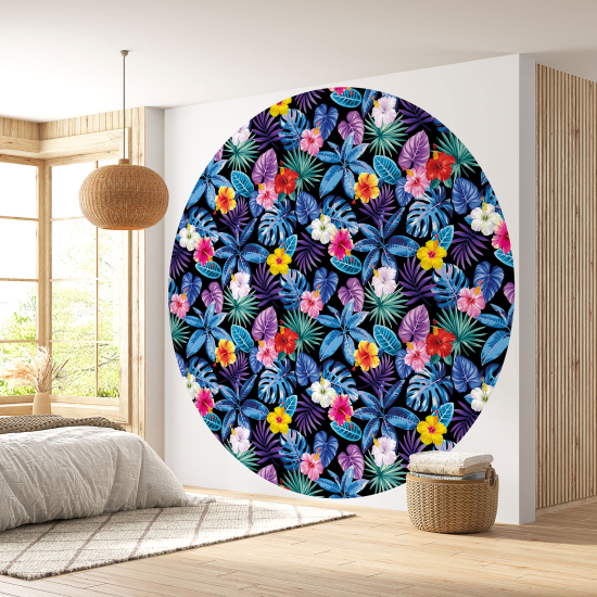 Papier peint rond / cercle - Motif floral - 449