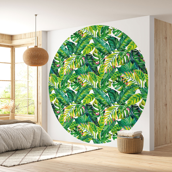 Papier peint rond / cercle - Motif tropical - 012