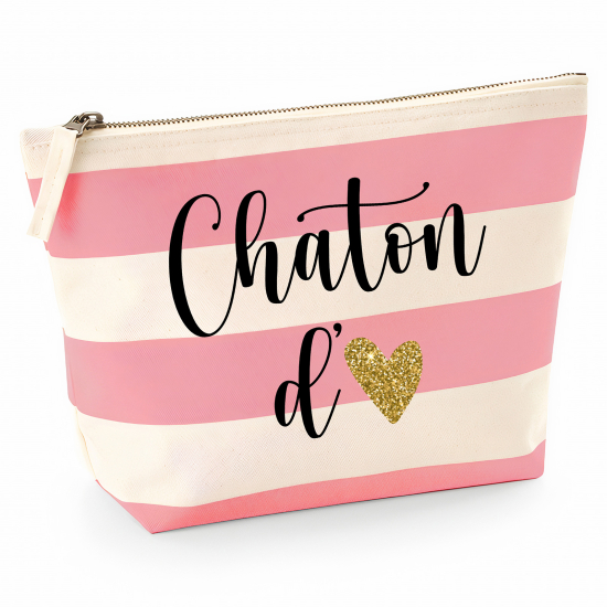 Pochette Nautical a rayures roses - Chaton d'amour