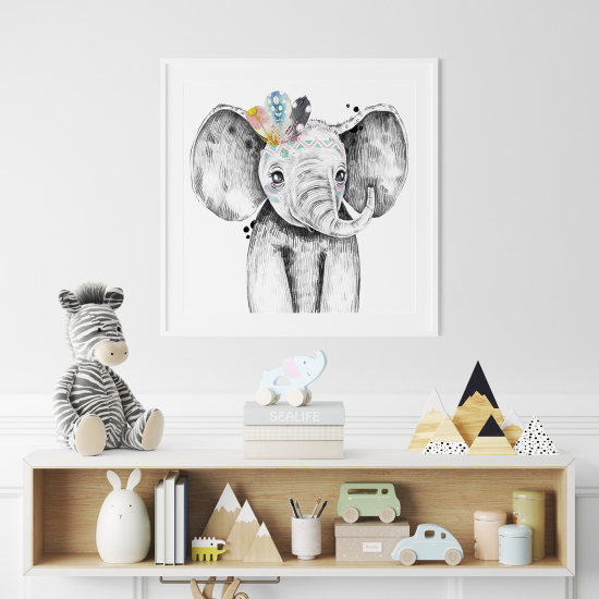 Poster / Affiche carrée Enfants - Éléphant