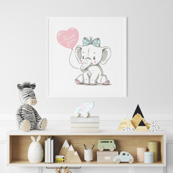 Poster / Affiche carrée Enfants - Éléphant Cœur