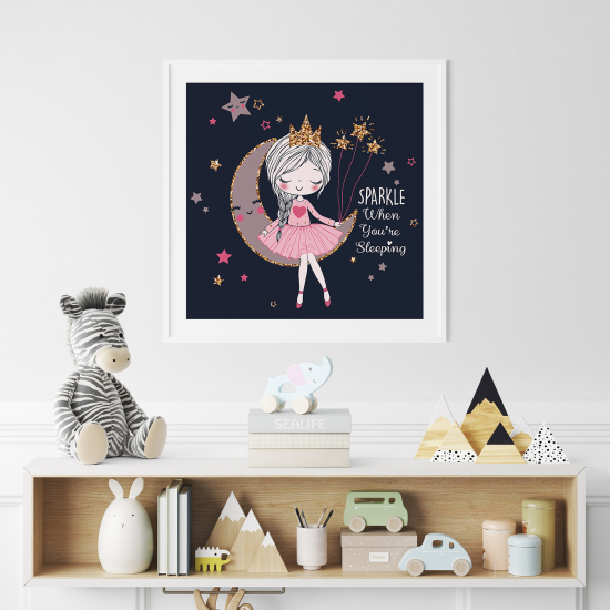 Poster / Affiche carrée Enfants - Princesse sur la Lune