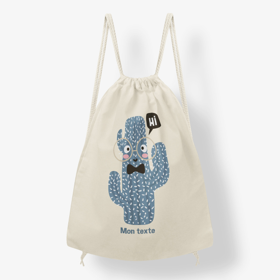 Sac à dos cordon - Cactus bleu