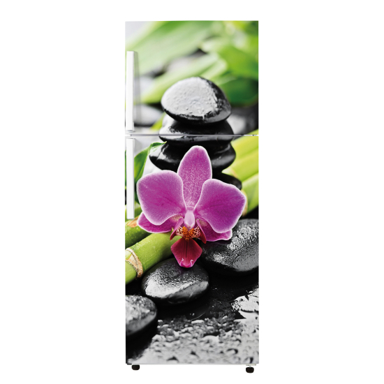 Stickers Frigo - Bambou galets orchidée