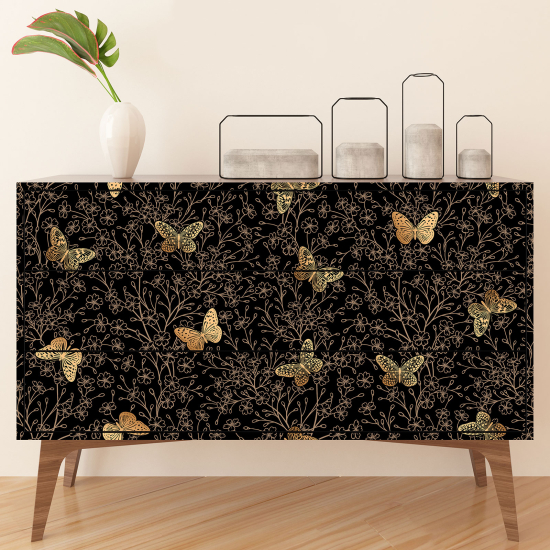 Stickers meuble - Fleurs Papillons