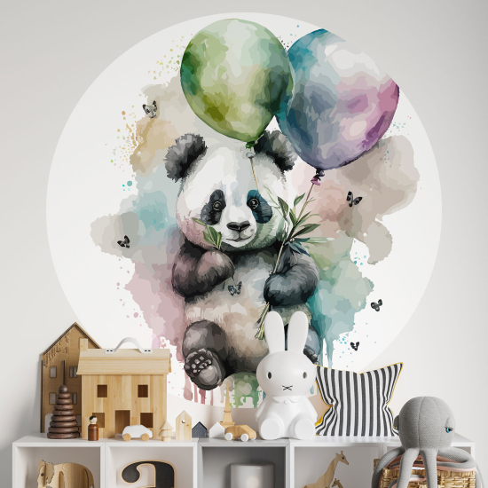 Stickers rond / cercle Enfants - Panda ballons