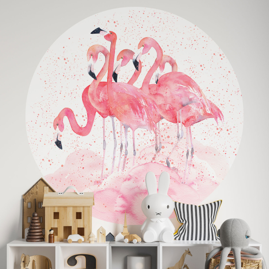 Stickers rond / cercle - Flamants roses