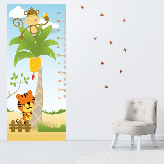Stickers Toise Pour Mesure Enfants - Animaux palmier