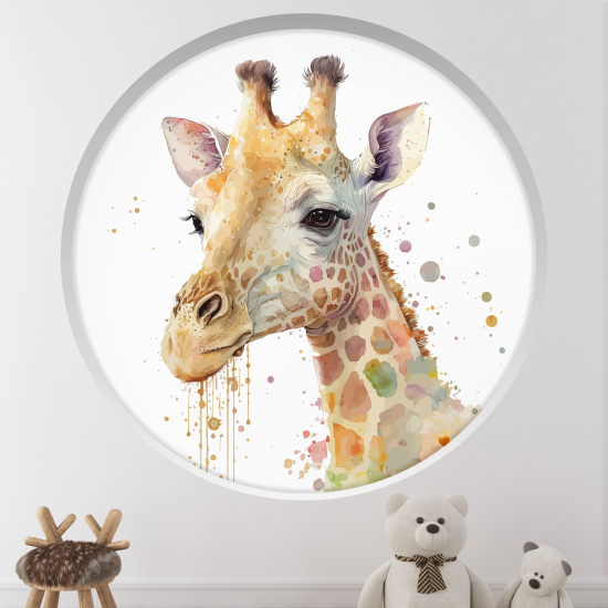 Stickers Trompe l'œil Arche ronde Enfants - Girafe