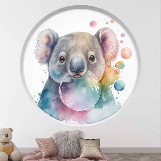 Stickers Trompe l'œil Arche ronde Enfants - Koala bulle