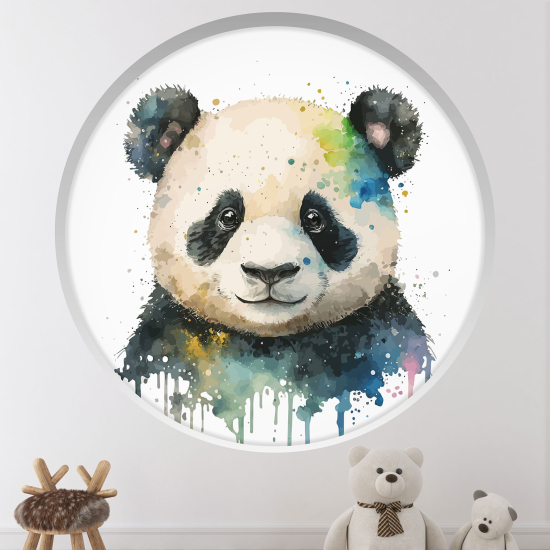 Stickers Trompe l'œil Arche ronde Enfants - Panda