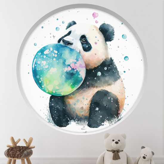 Stickers Trompe l'œil Arche ronde Enfants - Panda bulle