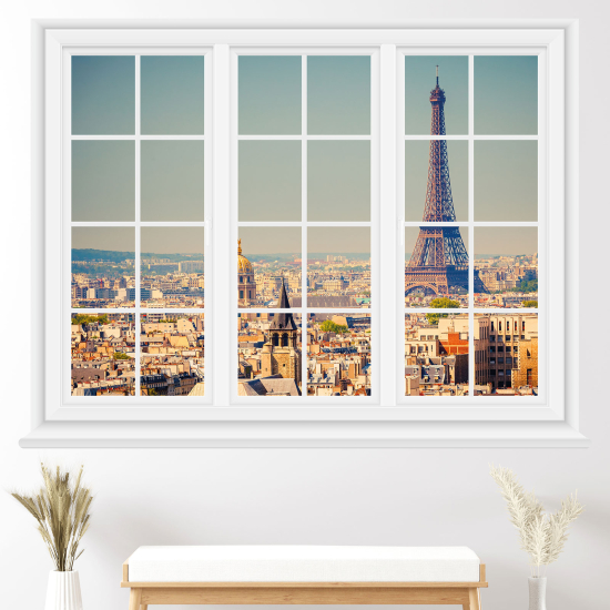 Stickers Trompe l'œil fenêtre - Tour Eiffel