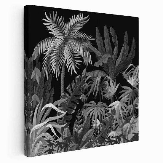 Tableau toile Carré - Feuilles palmiers