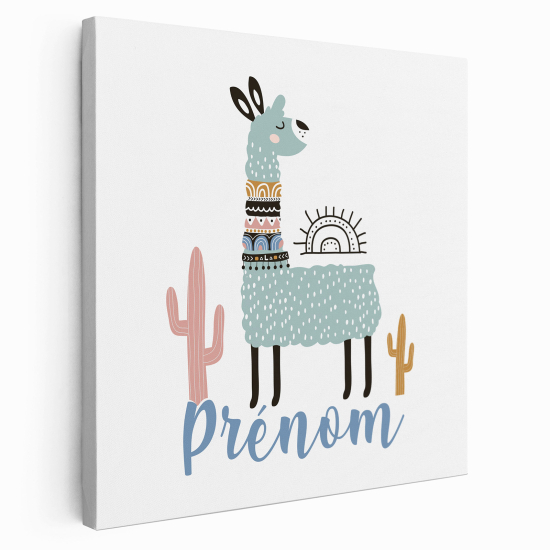 Tableau toile enfants personnalisée avec prénom - Lama Cactus