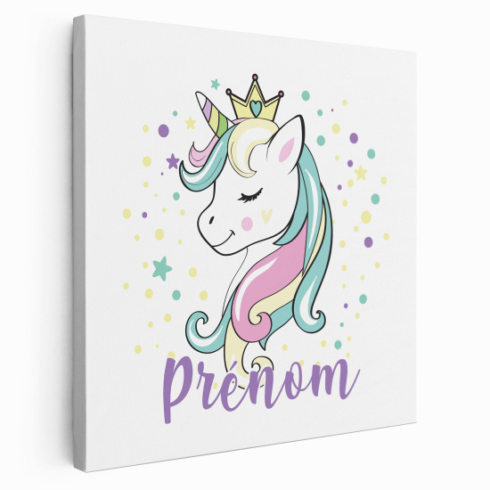 Tableau toile enfants personnalisée avec prénom - Princesse Licorne