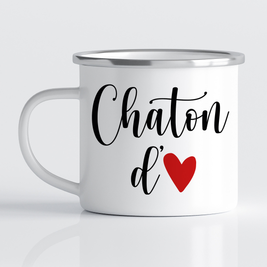 Tasse - Mug Émaillé - Chaton d'amour