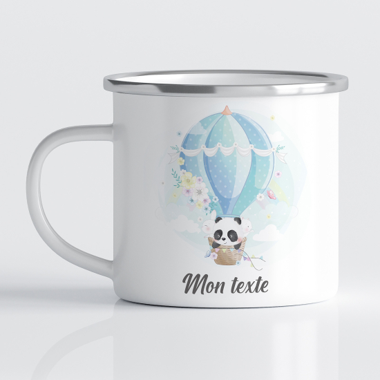 Tasse - Mug Émaillé Enfants - Panda Montgolfière