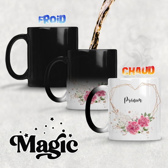 Tasse - Mug Magique - Coeur de fleurs