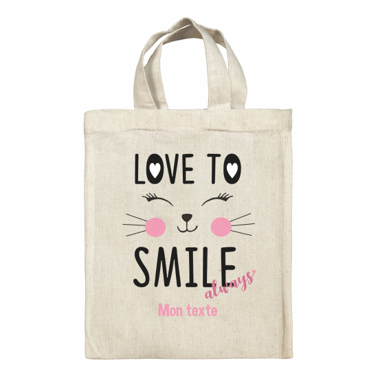 Tote bag personnalisé - Chat love to smile