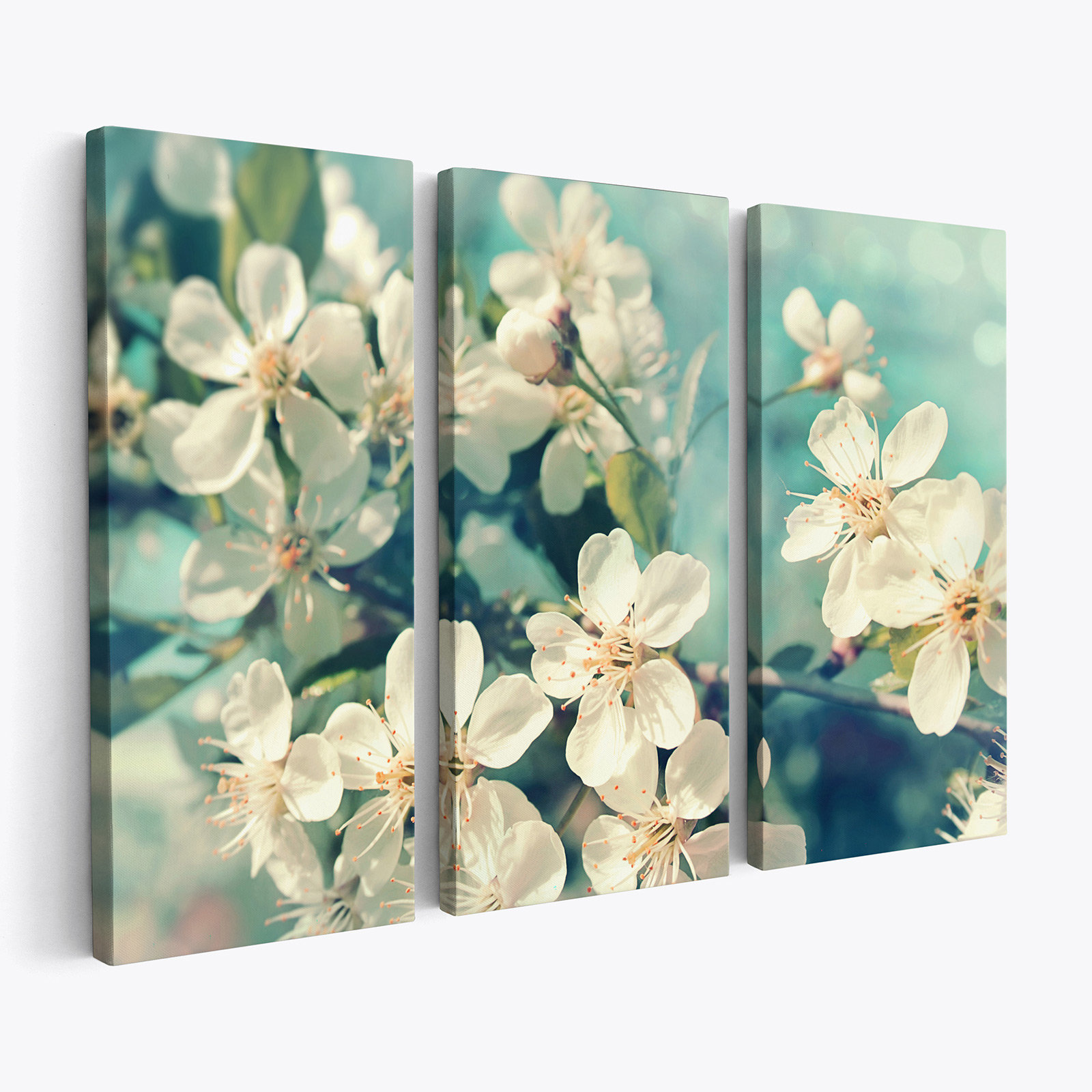 Tableau triptyque sur toile - Fleurs de Cerisiers - Des prix 50% moins ...